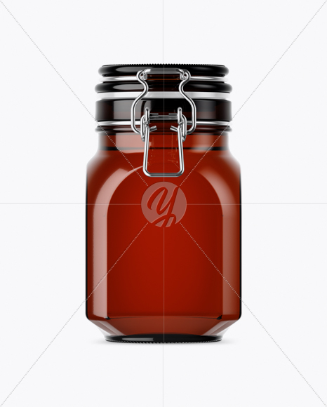 900ml Amber Glass Jar w/ Clamp Lid Mockup