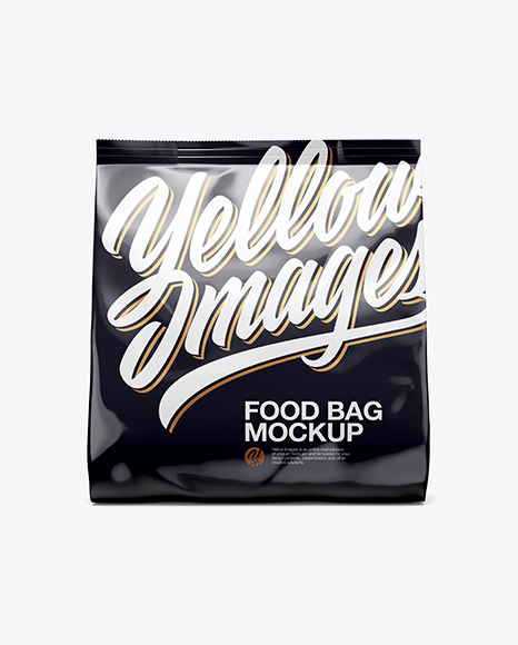 Glossy Food Bag Mockup - Front View