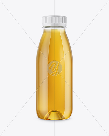 Clear Bottle with Red Apple Juice Mockup