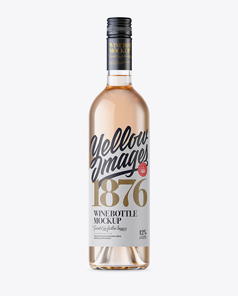 Clear Glass Wine Bottle with Cap Mockup