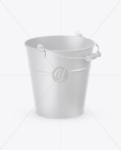 Matte Bucket Mockup - Half Side View (High-Angle Shot)