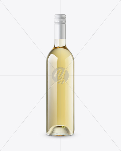 Clear Glass White Wine Bottle With Cap Mockup