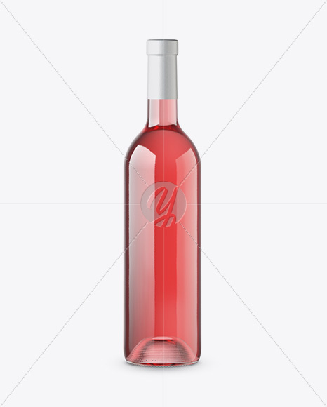 Clear Glass Pink Wine Bottle Mockup
