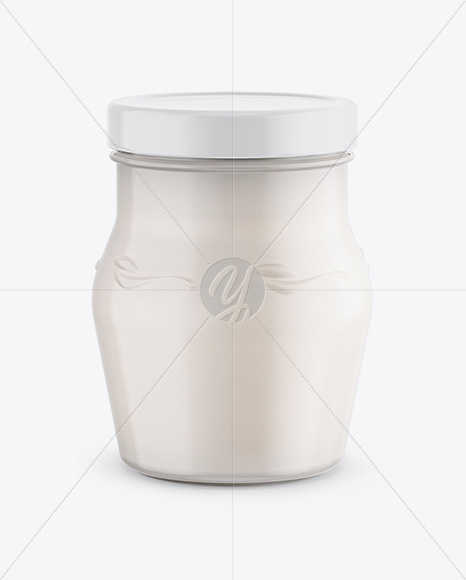 500g Glass Jar with Cheese Mockup - Front View (High-Angle Shot)