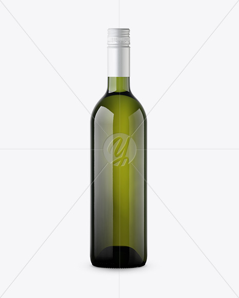 Clear Green Glass Wine Bottle With Cap Mockup