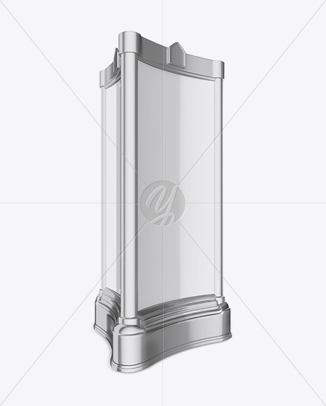 Advertising Poster Pillar with Glossy Poster Mockup - Half Side View