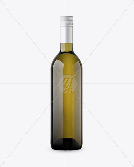 Green Glass Wine Bottle With Cap Mockup