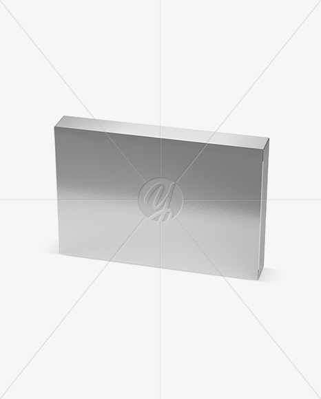 Metallic Paper Box Mockup - Half Side View (High-Angle Shot)