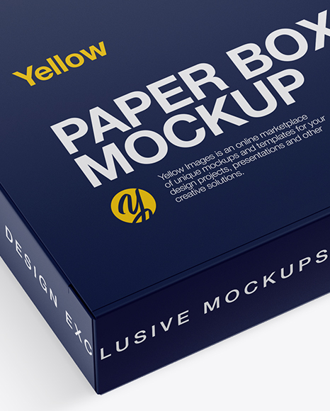 Matte Paper Box Mockup - Half Side View (High-Angle Shot)