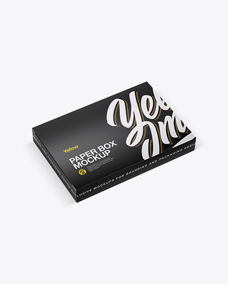 Textured Paper Box Mockup - Half Side View (High-Angle Shot)