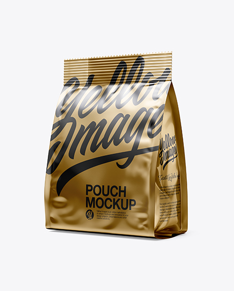 Matte Metallic Pouch Mockup - Half Side View