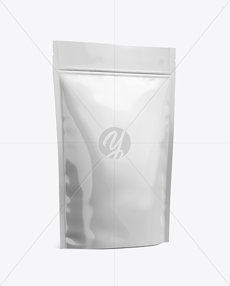 Glossy Stand Up Pouch W/ Zipper Mockup - Half Side View