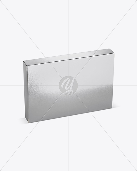 Metallic Paper Box Mockup - Half Side View (High-Angle Shot)