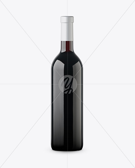 Antique Green Bottle with Red Wine Mockup