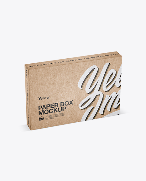 Kraft Paper Box Mockup - Half Side View (High-Angle Shot)