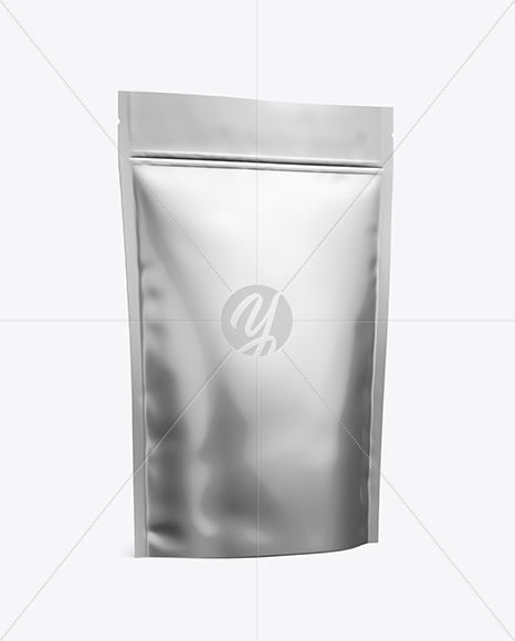 Matte Metallic Stand Up Pouch W/ Zipper Mockup - Half Side View