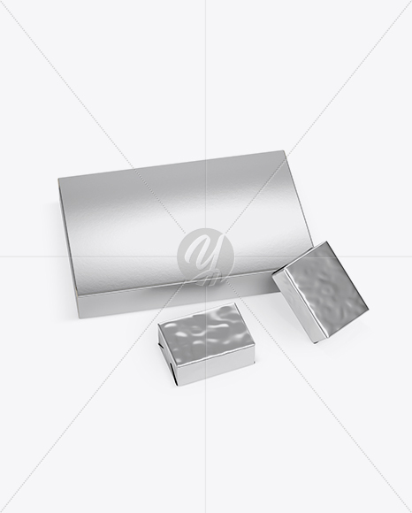 Metallic Paper Box With Two Blocks Mockup