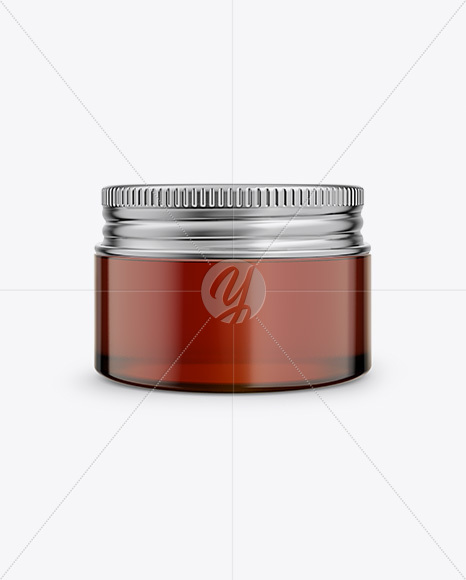 Amber Glass Cosmetic Jar Mockup - Front View