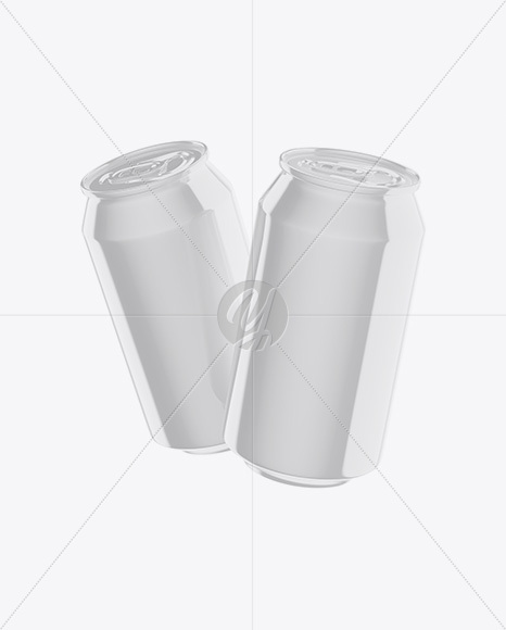 Two Glossy 330ml Aluminium Cans Mockup