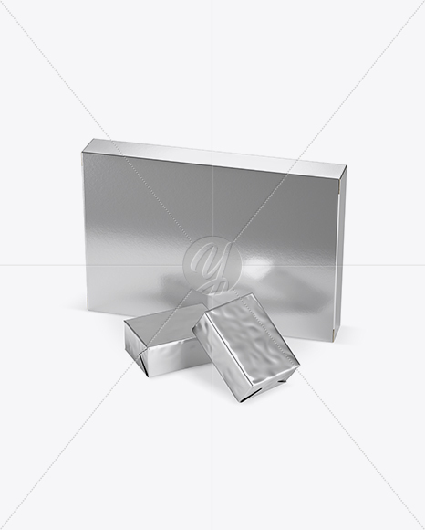 Metallic Paper Box With Two Blocks Mockup Metallic Paper Box With Two Blocks Mockup