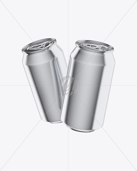 Two Metallic 330ml Aluminium Cans Mockup