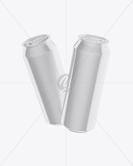 Two 500ml Glossy Aluminium Cans Mockup