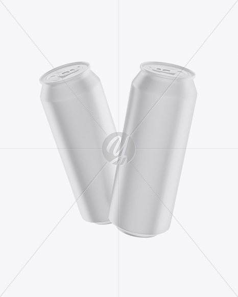 Two 500ml Matte Aluminium Cans Mockup