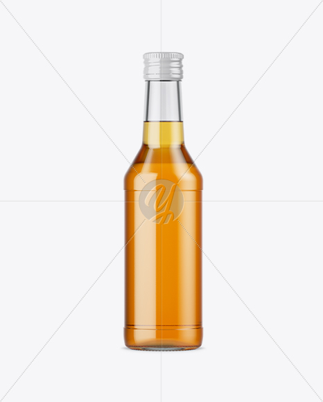 Clear Glass Bottle With Apple Juice Mockup