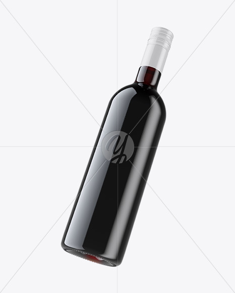 Antique Green Bottle with Red Wine Mockup