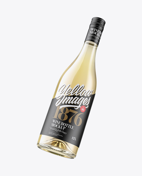 Clear Glass White Wine Bottle Mockup