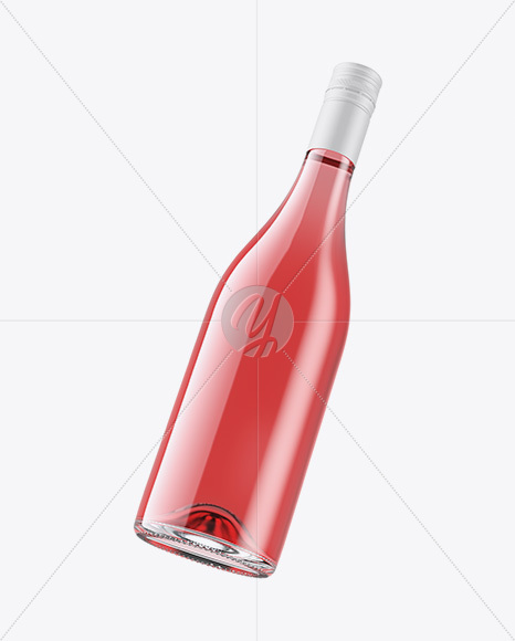 Clear Glass Pink Wine Bottle Mockup