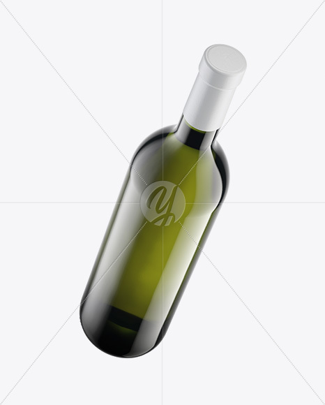 Green Glass Wine Bottle Mockup