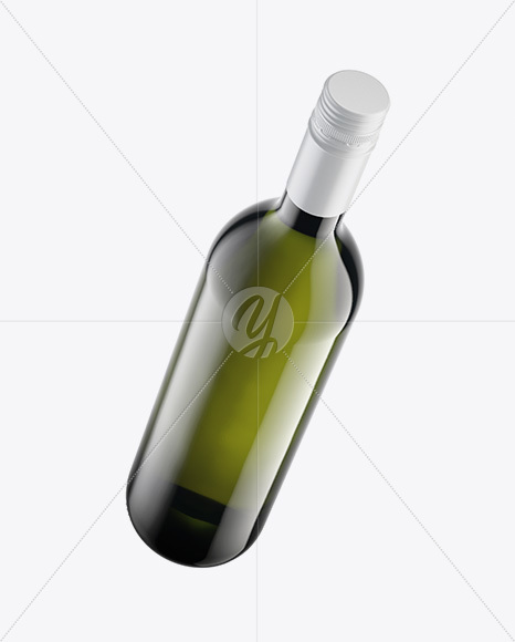 Green Glass Wine Bottle with Cap Mockup