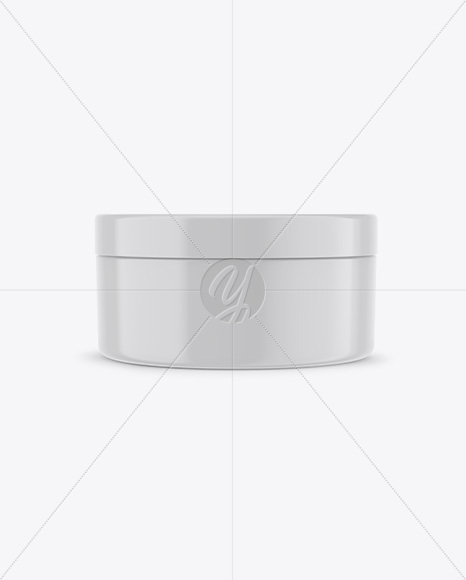 Glossy Plastic Cosmetic Jar Mockup - Front View