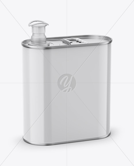 4L Opened Square Tin Can Mockup - Half Side View (High-Angle Shot)