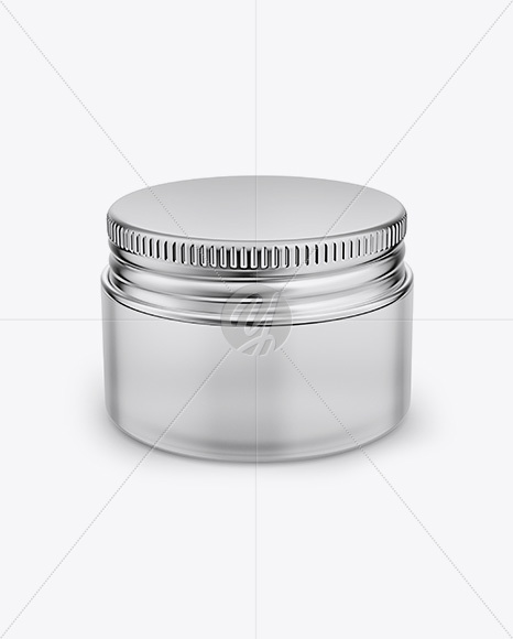 Frosted Glass Cosmetic Jar Mockup - Front View (High Angle Shot)