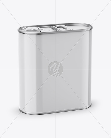 4L Closed Square Tin Can Mockup - Half Side View (High-Angle Shot