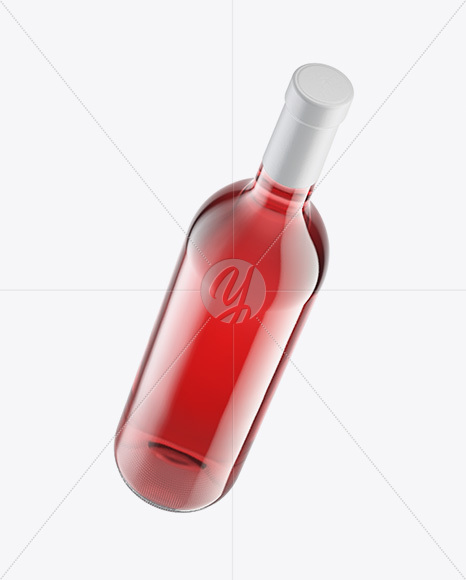 Clear Glass Pink Wine Bottle Mockup