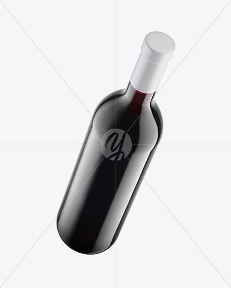 Antique Green Bottle with Red Wine Mockup