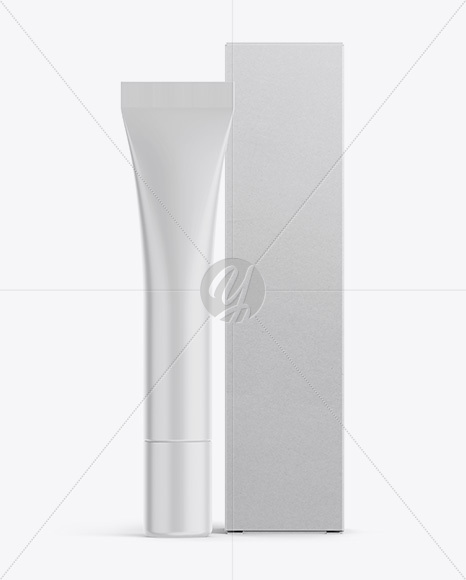 Matte Plastic Cosmetic Tube With A Box Mockup