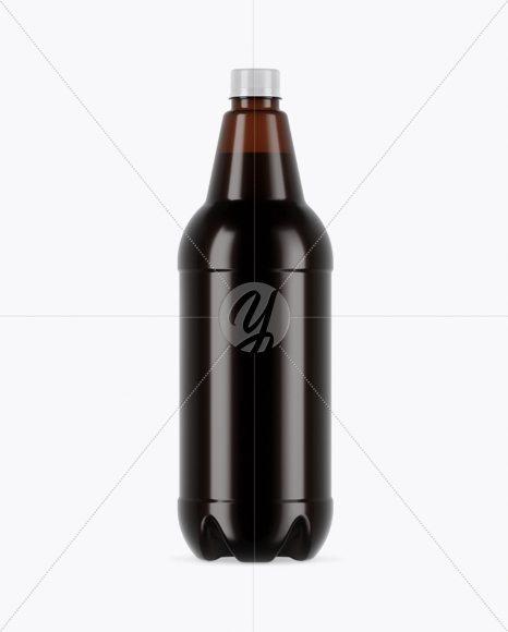 Amber PET Bottle With Stout Beer Mockup