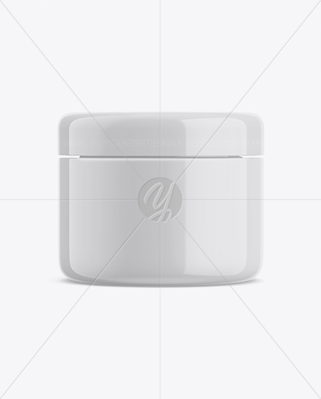 Glossy Cosmetic Jar Mockup - Front View