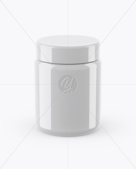 250ml Glossy Plastic Jar Mockup (High-Angle Shot)