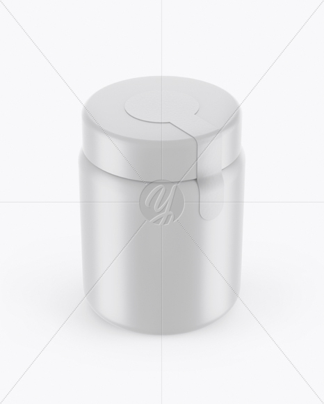 250ml Matte Plastic Jar With Seal Sticker Mockup (High-Angle Shot)