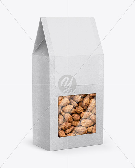 Kraft Paper Box W/ Almonds - Half Side View