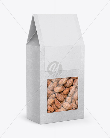 Kraft Paper Box W/ Almonds - Half Side View