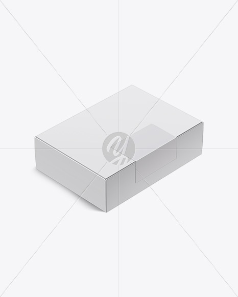 Glossy Paper Box W/ Label Mockup - Half Side View (High-Angle Shot)