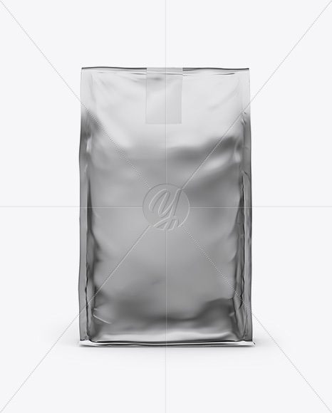 Stand Up Glossy Metallic Pouch with Sticker Mockup - Front View - Free