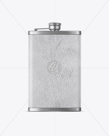 Steel Flask With Leather Wrap Mockup - Front View