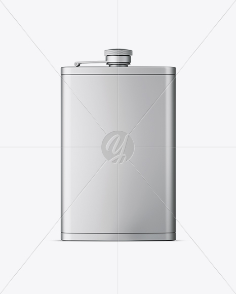 Matte Steel Flask Mockup - Front View